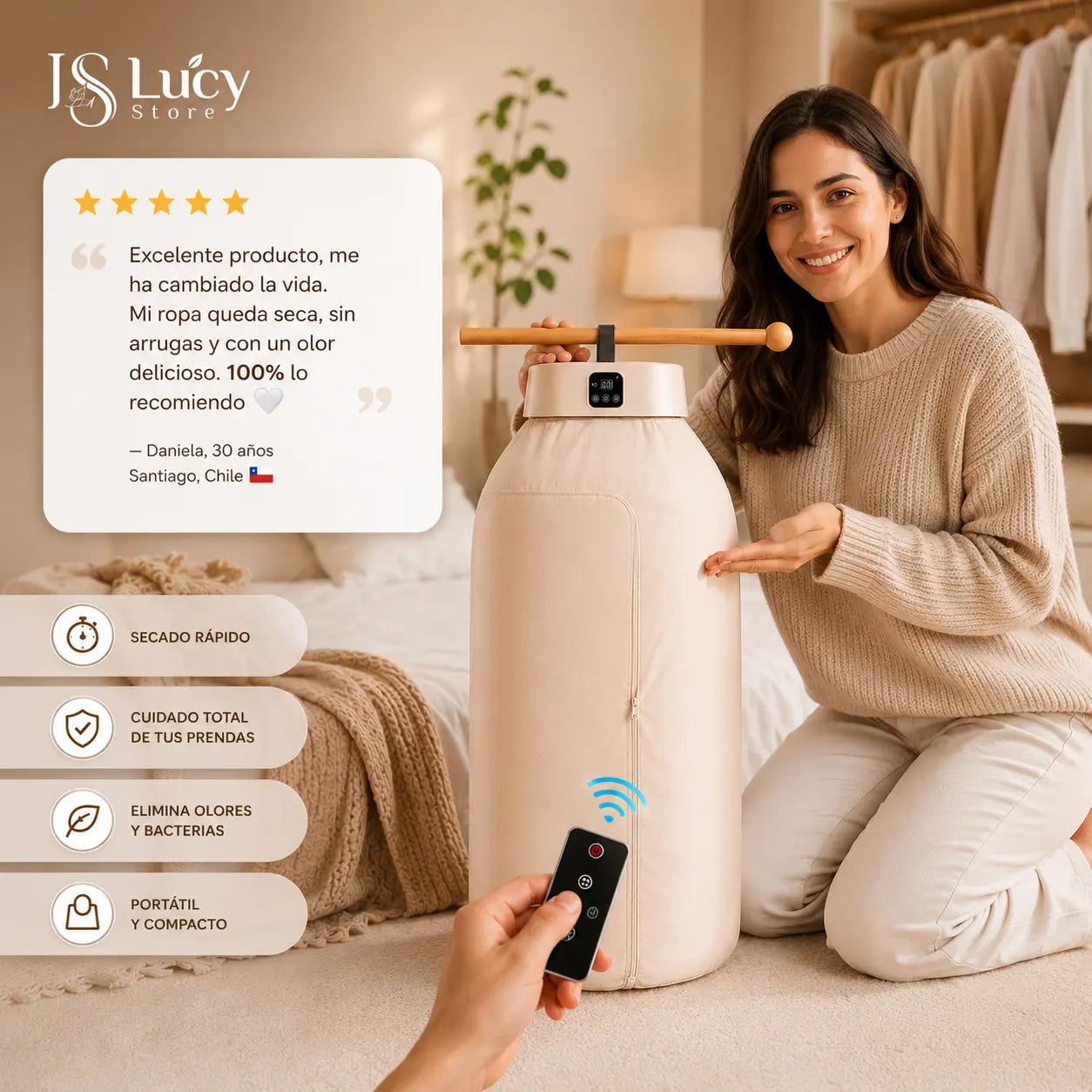 SecaFácil™ — Tu secadora portátil con control remoto