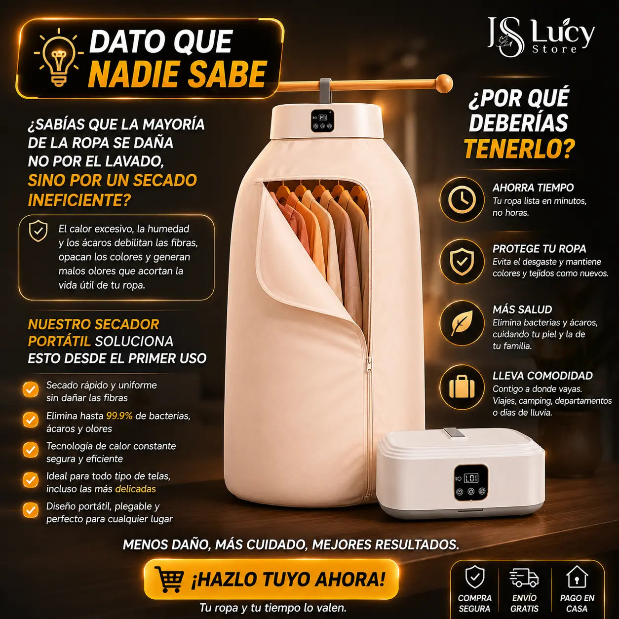 SecaFácil™ — Tu secadora portátil con control remoto