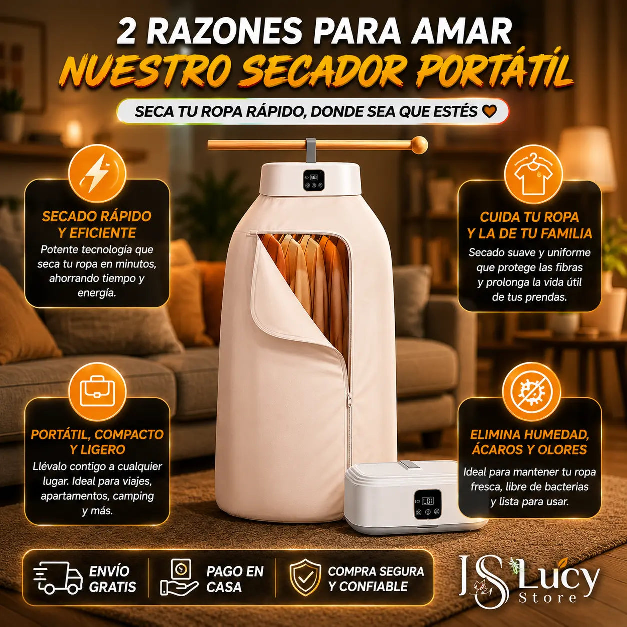 SecaFácil™ — Tu secadora portátil con control remoto